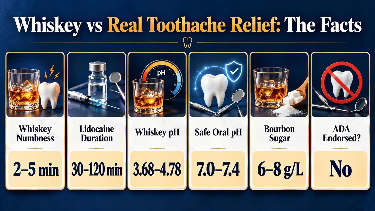 Whiskey vs Real Toothache Relief: The Facts — the numbers side by side