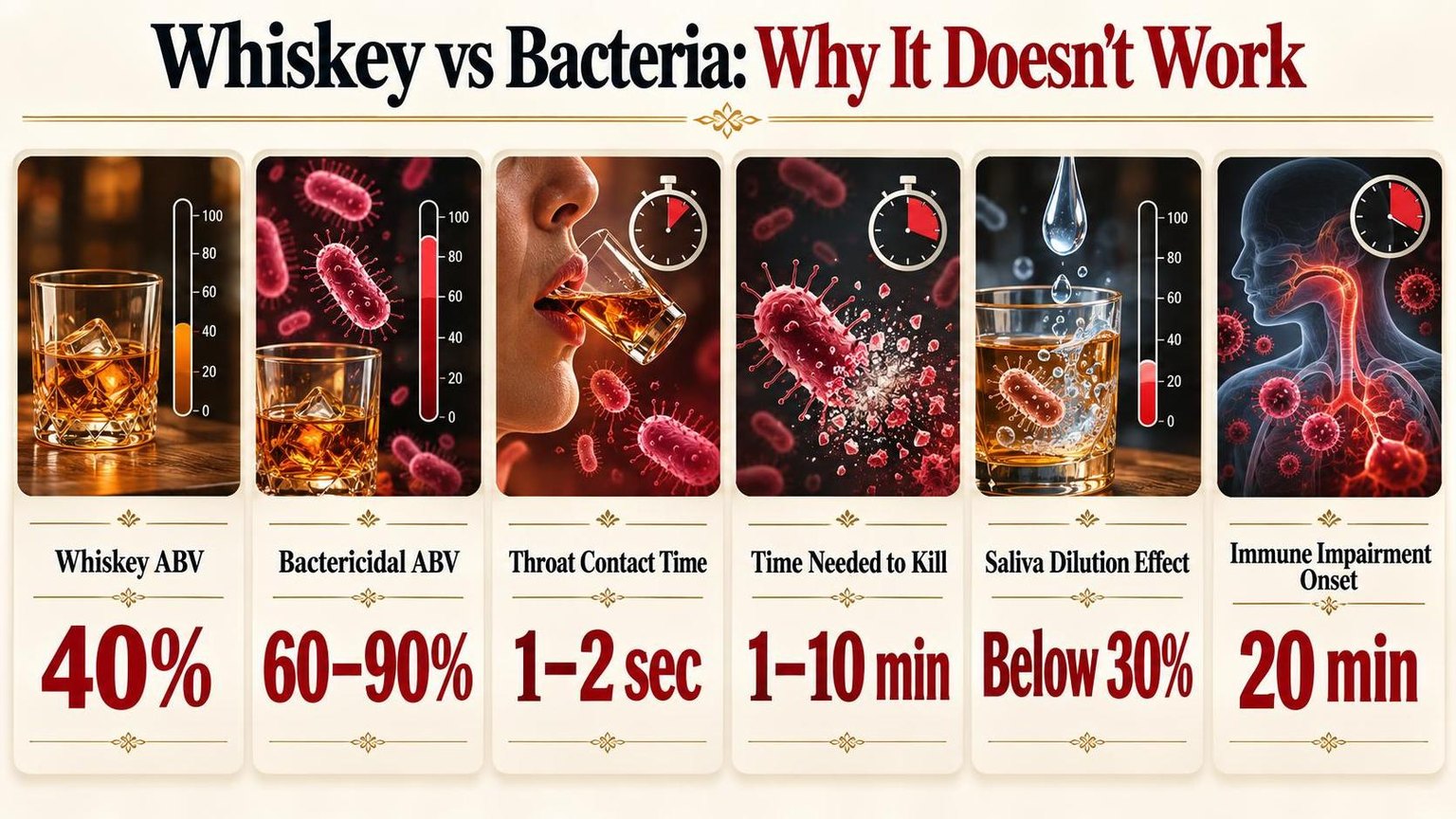 Whiskey vs Bacteria: Why It Doesn't Work — what the data shows