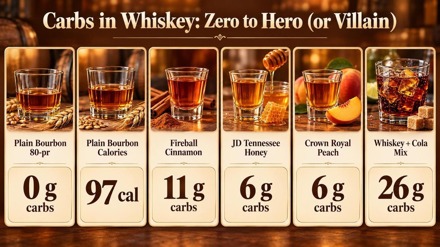 Carbs in Whiskey: Zero to Hero (or Villain) — the main points in one view