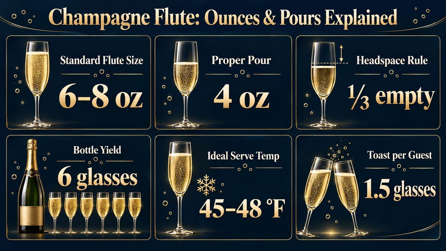 Champagne Flute: Ounces & Pours Explained — the numbers side by side