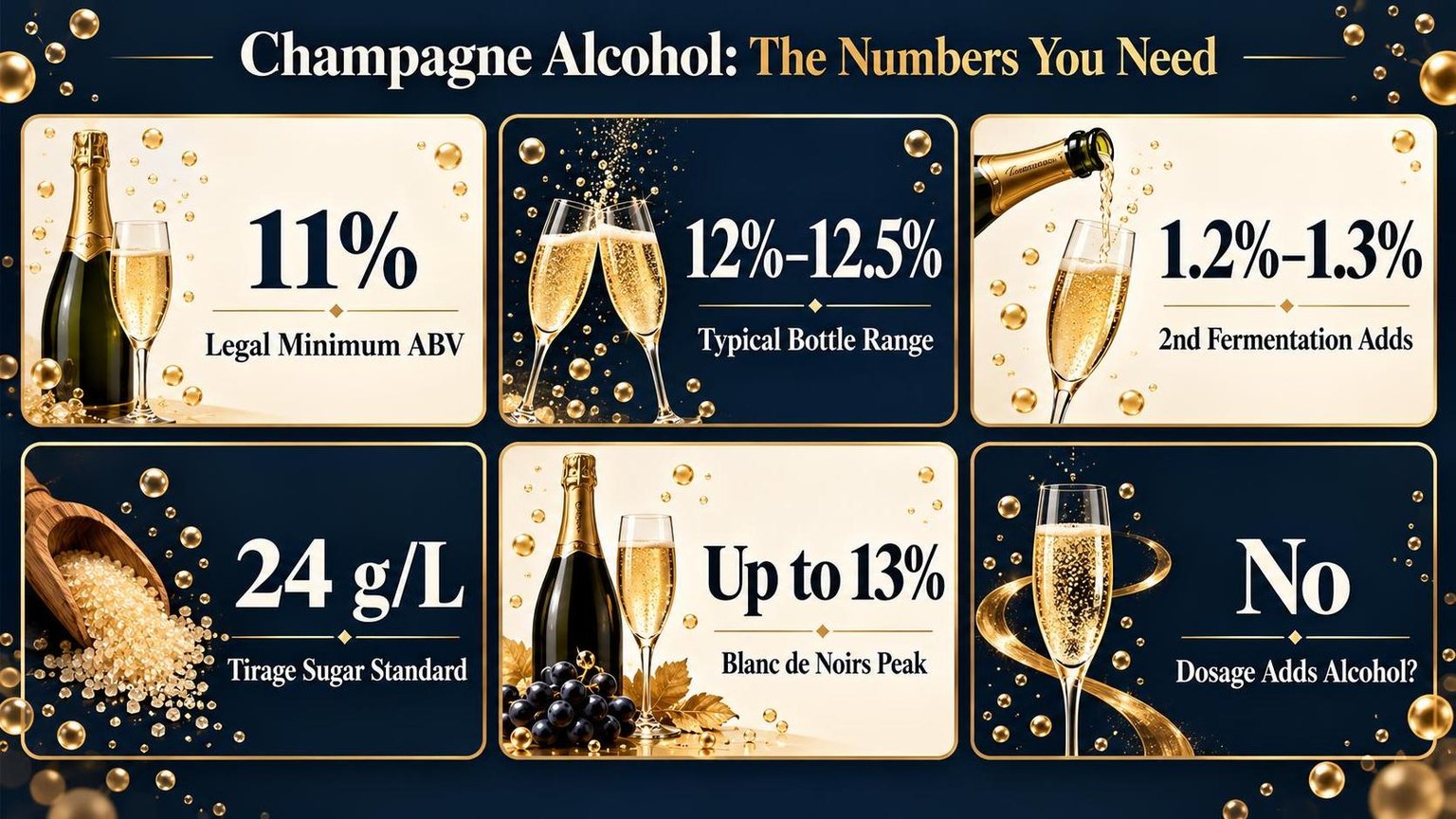 Champagne Alcohol: The Numbers You Need — the numbers side by side
