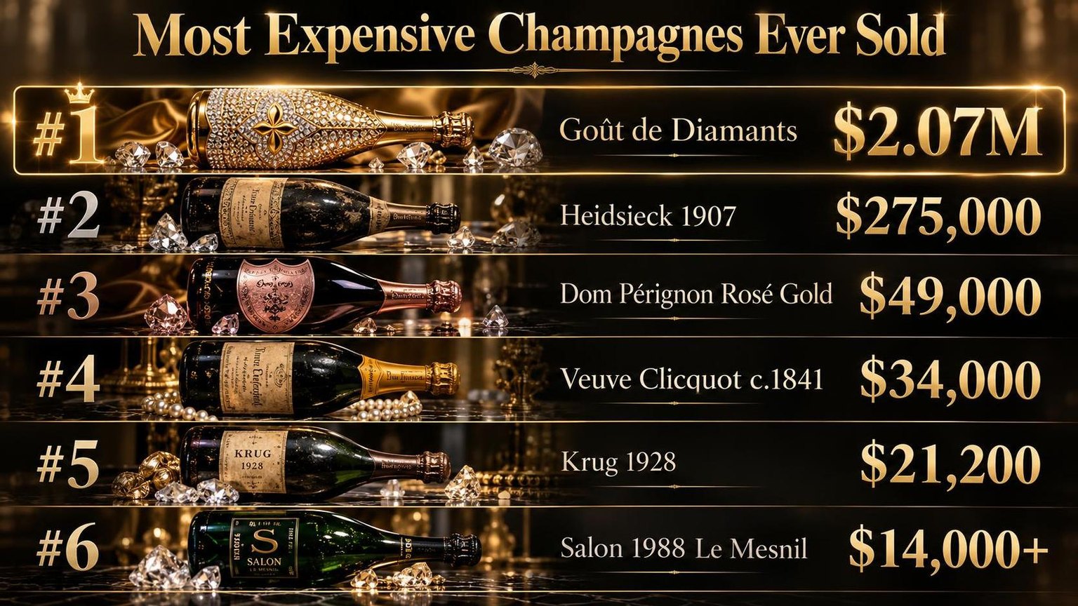 Most Expensive Champagnes Ever Sold — a visual summary of the figures